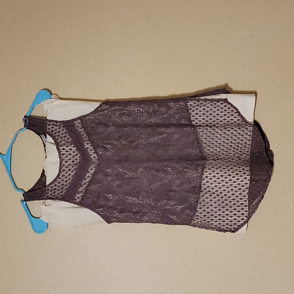 **EUC** American Eagle heathered plum lace tank top, Size small - Picture 3 of 5
